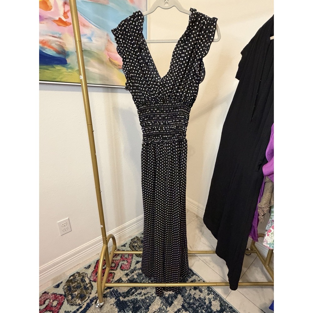 Max Studio Women's Polka Dot Black White Jumpsuit Medium